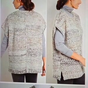 J. Jill Poncho Sweater Vest Neutral Wool Blend XS/S Petite